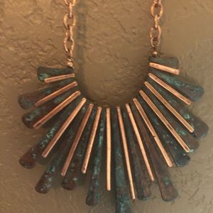Copper and Turquoise colored necklace and earring set